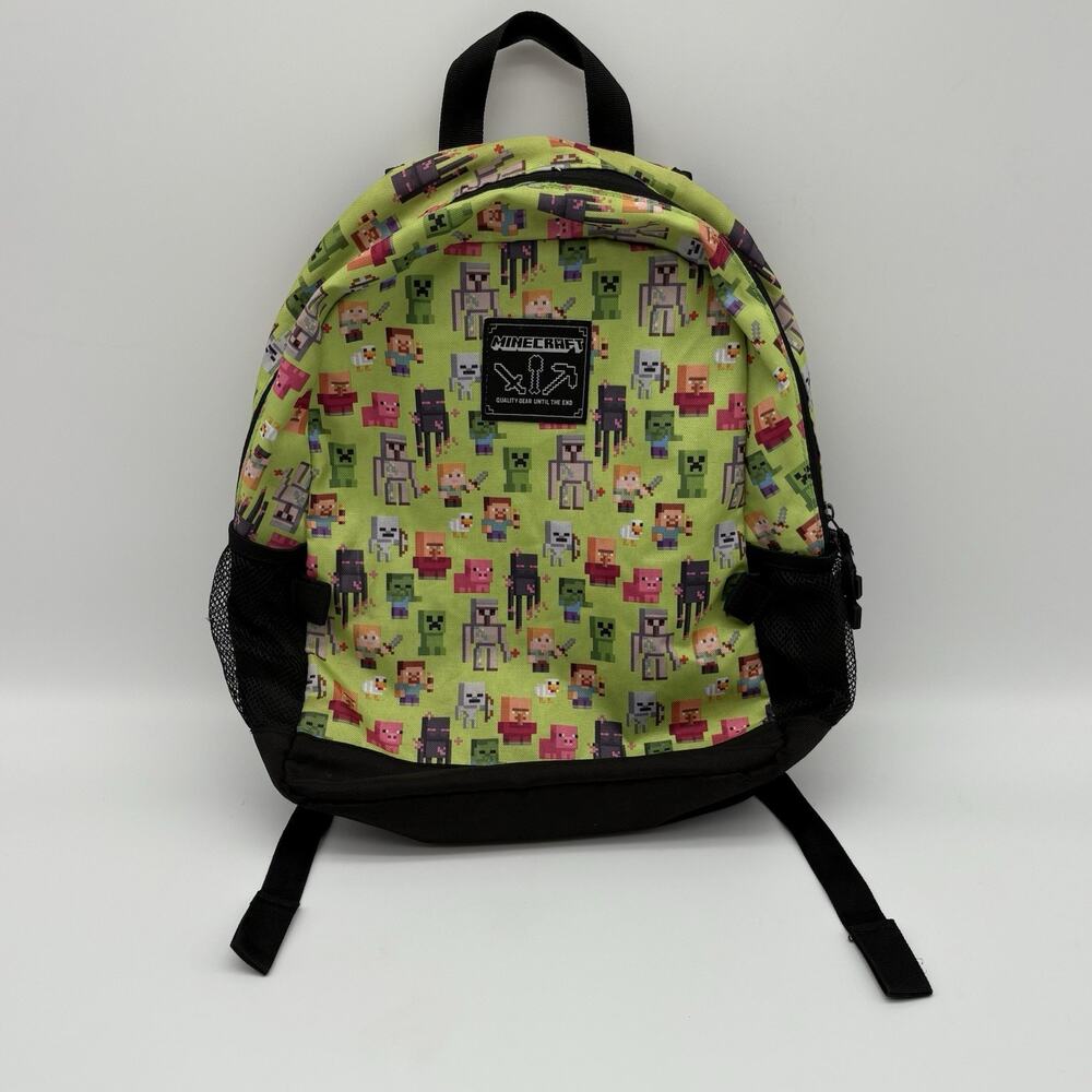 Minecraft Kid's Backpack Black/Green. Design By Jinx